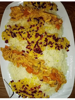 عکسی از دستور زرشک پلو با مرغ ریش شده🌺