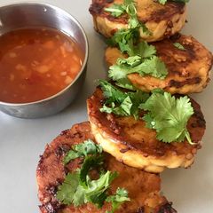 A picture of Soy Glazed Tempeh With Sweet Chilli Sauce.