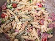 A picture of cheddar pasta salad