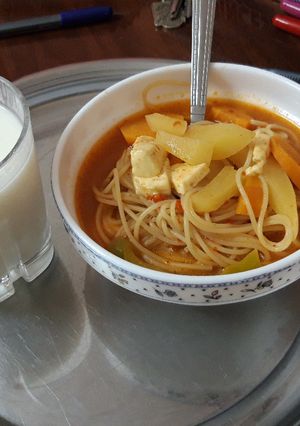 صورة لوصفة معكرونة بالخضار