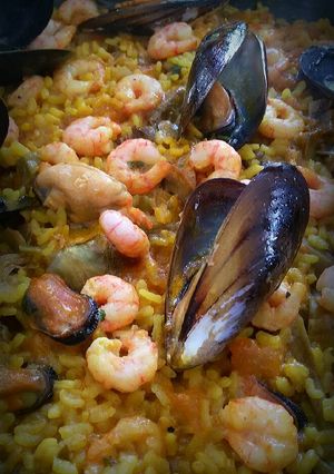Foto principal de Arroz mar y montaña a mi manera (alcachofa, mejillón y gamba roja)