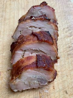 Baconbe göngyölt mustáros csirkecomb filé recept fotója