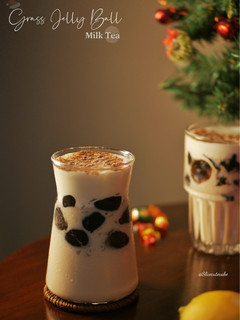 Foto resep Grass Jelly Ball Jasmine Milk Tea - Cincau Teh Melati