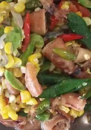 Foto resep Tumis cumi asin pete n jagung manis
