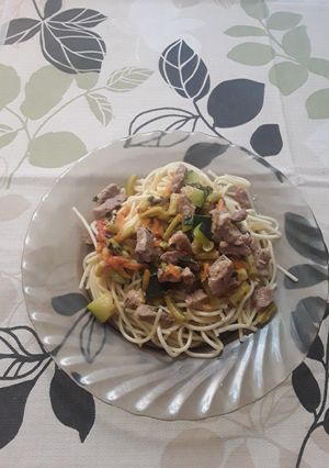 Zöldséges husi tésztával recept fotója