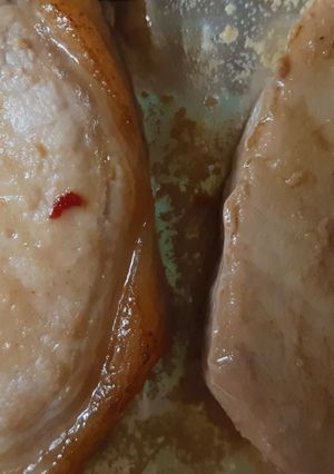 A picture of Miso glazed pork chops.