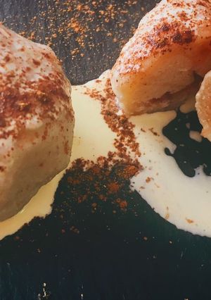 Una foto de Knedlik de fresa (bollitos checos de requesón)