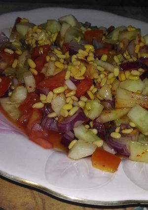 A picture of Yellow moong dal salad.