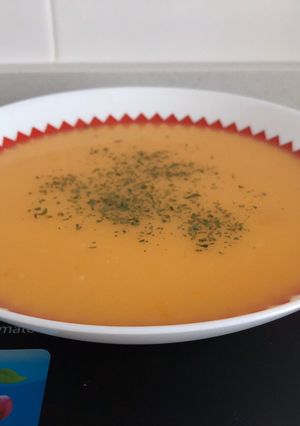Una foto de Crema de calabaza con queso de Cabra