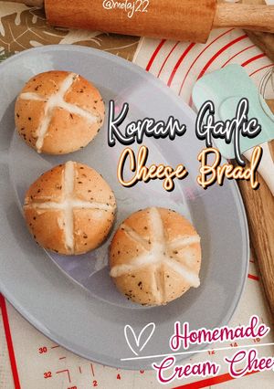Foto resep Korean Garlic Cheese Bread (Homemade Cream Cheese) Oven Tangkring - Ekonomis & Anti Gagal