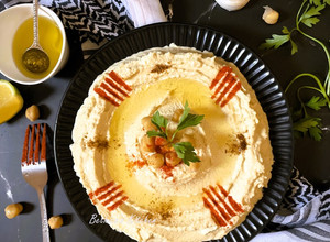 A picture of Hummus (Chickpea Dip - Mediterranean style).