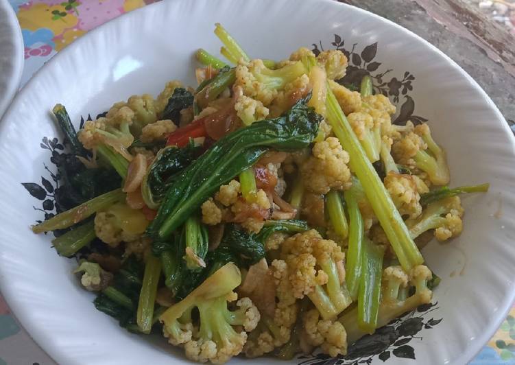 Oseng kembang kol dan sawi