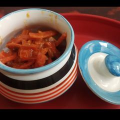 Carrot Garlic pickle A picture of Carrot Garlic pickle.