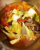 Canh kim chi thịt bò chay