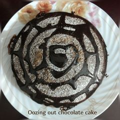 A picture of Oozing chocolate cake.