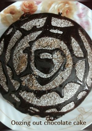 A picture of Oozing chocolate cake.