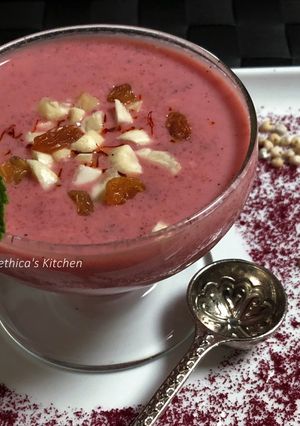 A picture of Jowar Beetroot Phirni.