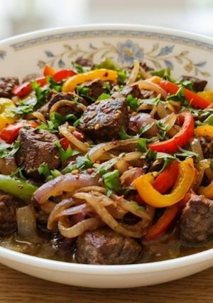 صورة لوصفة كبدة الفراخ بالخضار ودبس الرمان