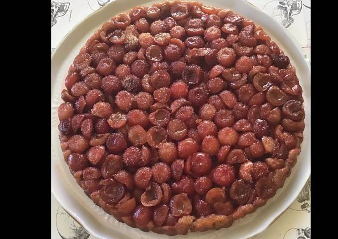 Tarte renversée aux cerises pâte mascarpone et amandes