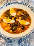 Espinacas, bacalao y garbanzos