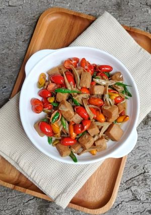 Foto resep Oseng Kulit Melinjo Gembus Teri