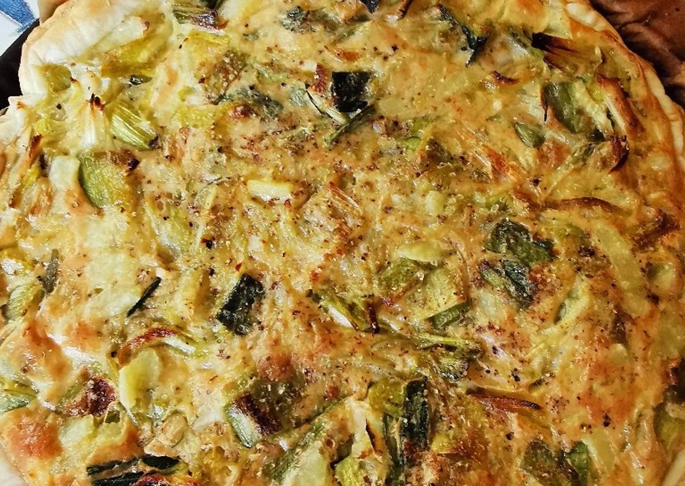 Quiche aux poireaux à la crème végétale et gingembre💚