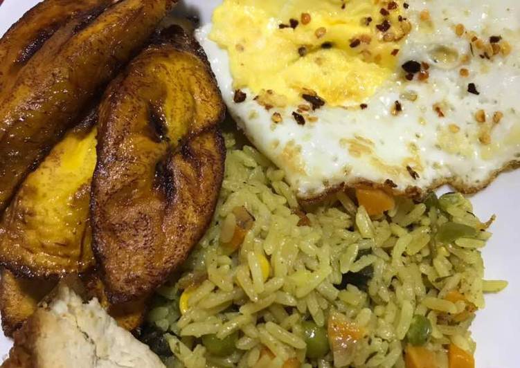 Fried rice with plantain