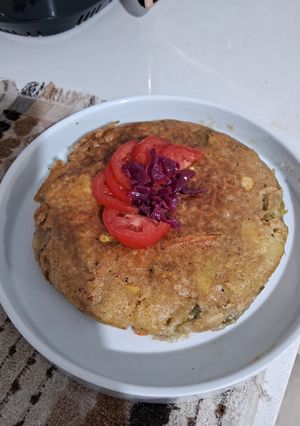 Una foto de Tortilla de papa vegana
