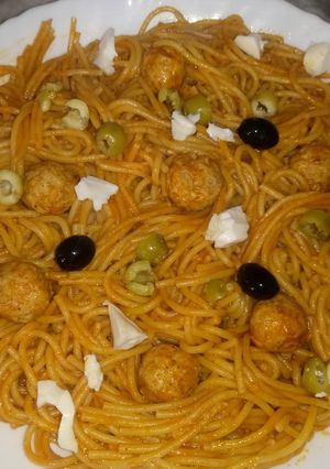 صورة لوصفة سباغيتي بكرات الدجاج