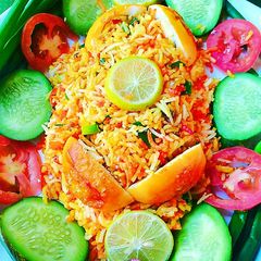 A picture of Egg biryani.