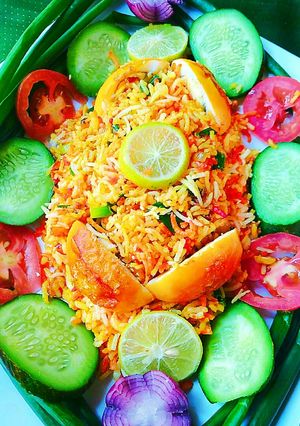 A picture of Egg biryani.