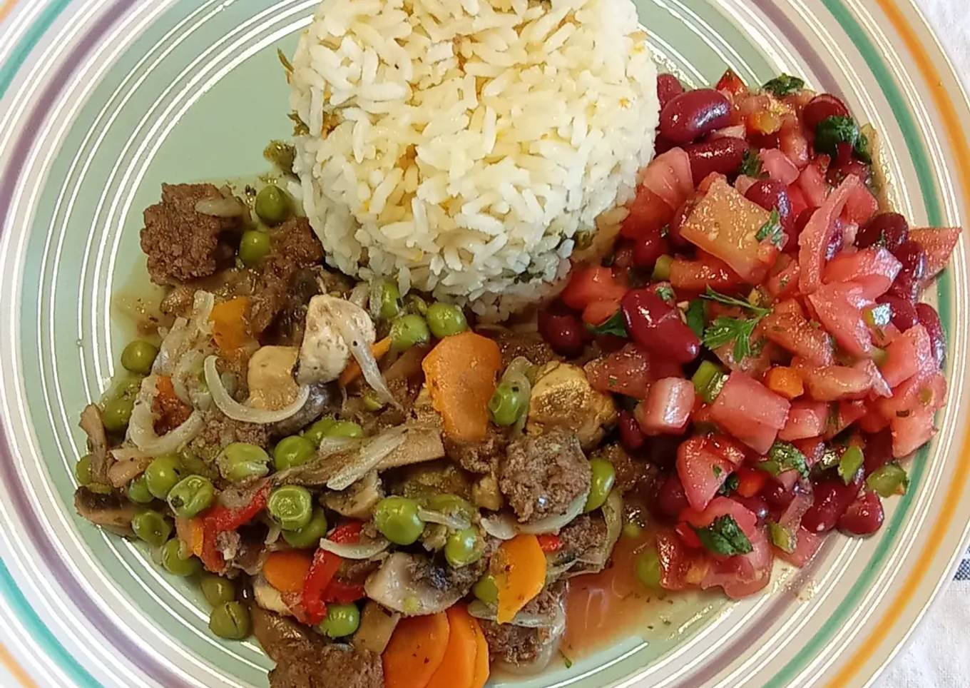 Arvejado de soya y champiñones