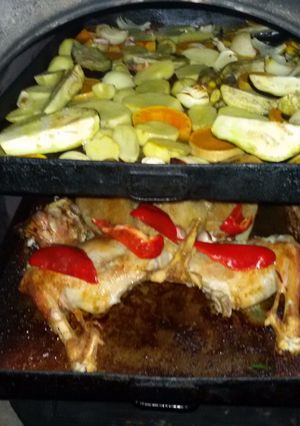 Una foto de Chivito al horno Chileno