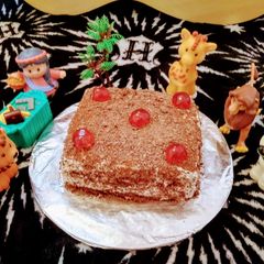 A picture of Bread ka black forest cake.