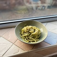 A picture of Experimental Apple Pesto Spaghetti.