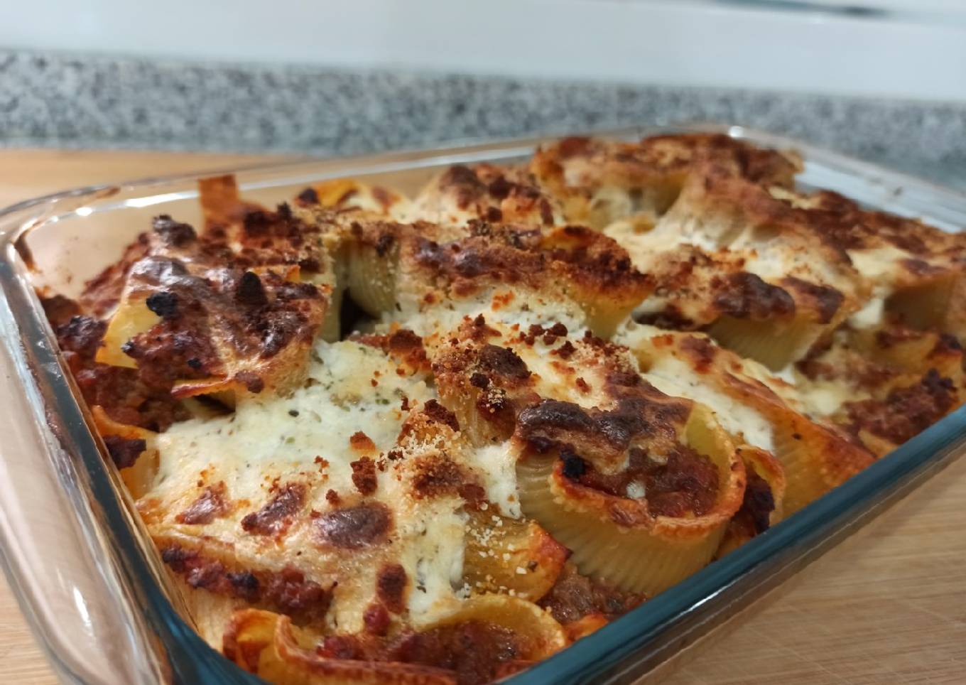 Pasta rellena de carne picada 🍝