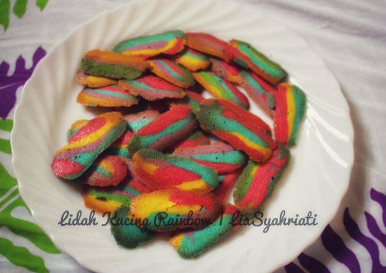 Cara Gampang Menyiapkan Lidah Kucing Rainbow, Enak Banget