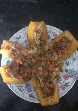 A picture of Stuffed acorn squash.
