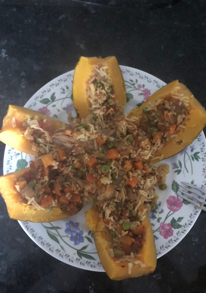 A picture of Stuffed acorn squash.