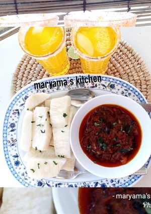 A picture of White yam&onion stew.