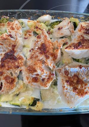 Une photo de Semoule au lait - légumes et poisson gratiné