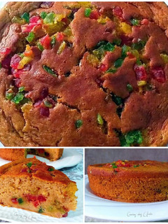 Una foto de Tarta de calabaza cremosa con cerezas escarchadas y Pumpkin pie