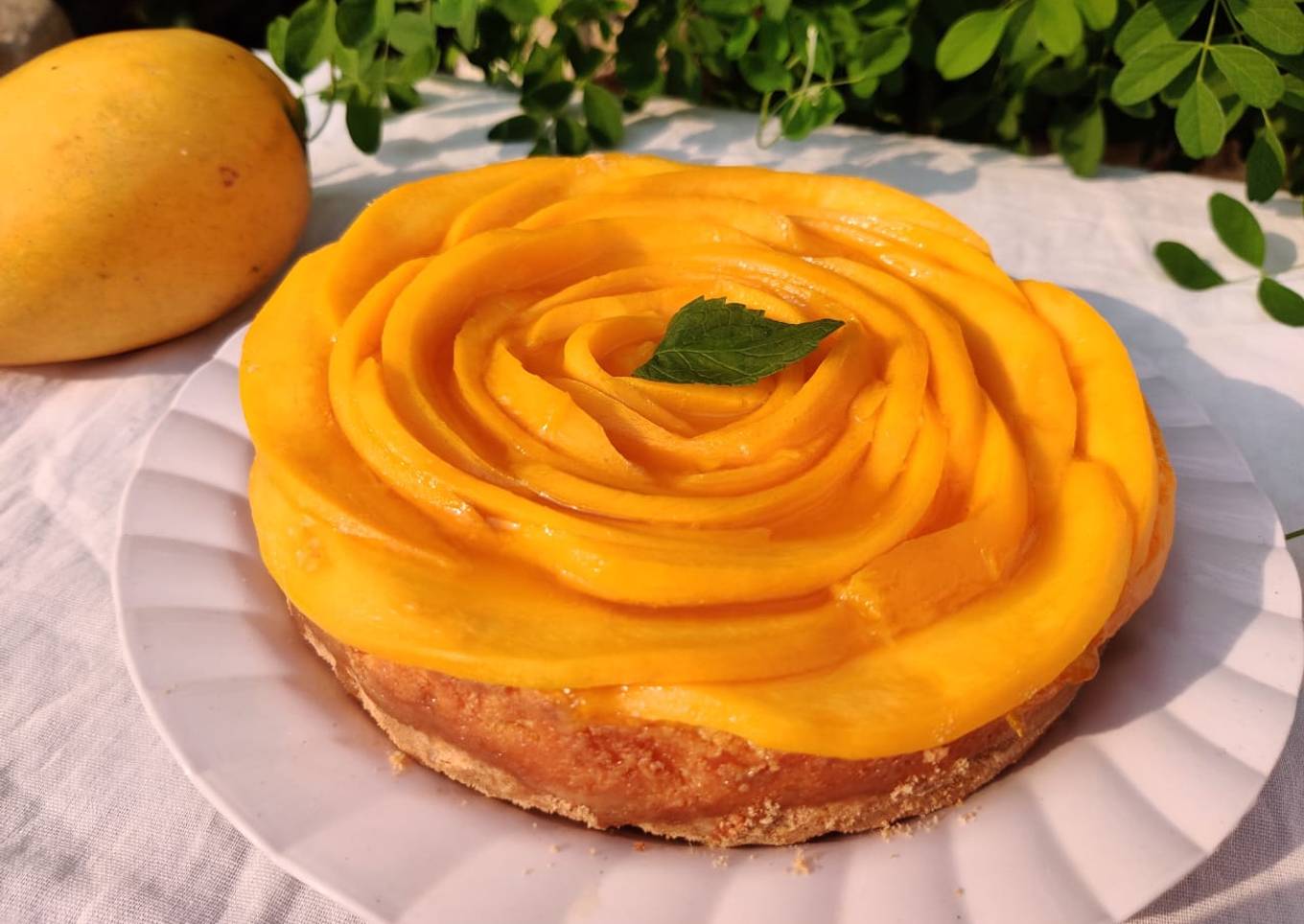 Baked mango cheesecake without oven and creamcheese