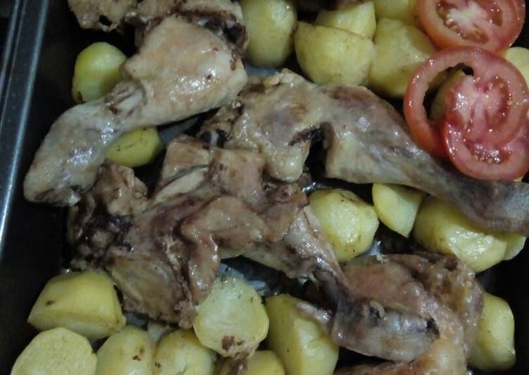 Recipe of Tasteful Oven roast chicken and potatoes