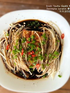 Gambar Enoki Tauhu Gedik Butter Kicap 1+1 minit (Resepi Microwave)
