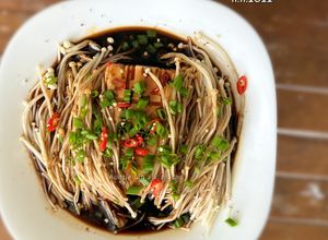 Gambar Enoki Tauhu Gedik Butter Kicap 1+1 minit (Resepi Microwave)