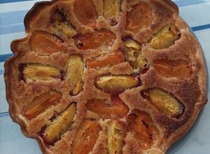 Une photo de Tarte abricots nectarines et noisettes
