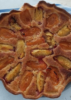 Une photo de Tarte abricots nectarines et noisettes