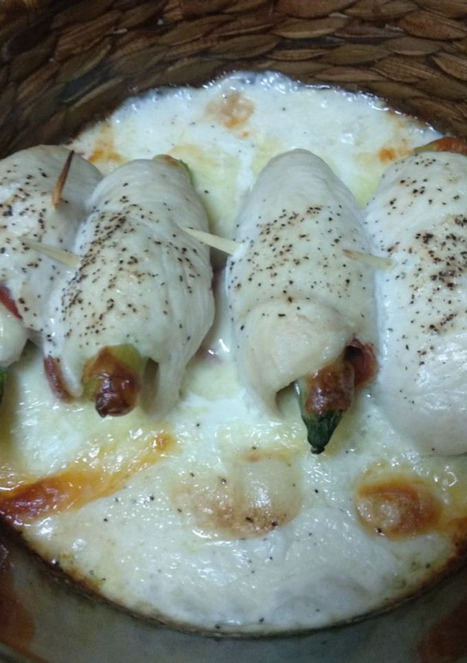 Una foto de Pechugas al horno rellenas