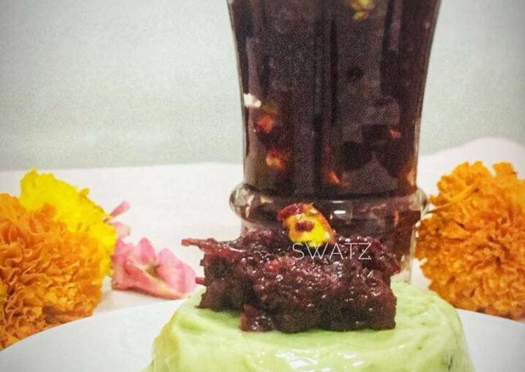 Simple Way to Prepare Homemade Italian Avocado Semifreddo topped with Desi Beetroot Halwa